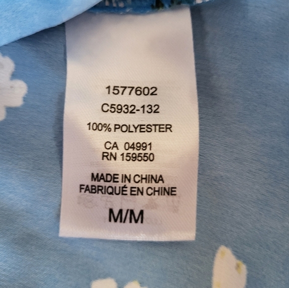 Dalia Blue and White Floral Blouse, Size Medium - Picture 5 of 5